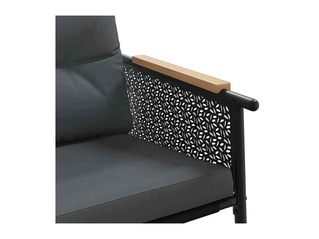 Ensemble de meubles de balcon avec coussins 5 pièces noir acier