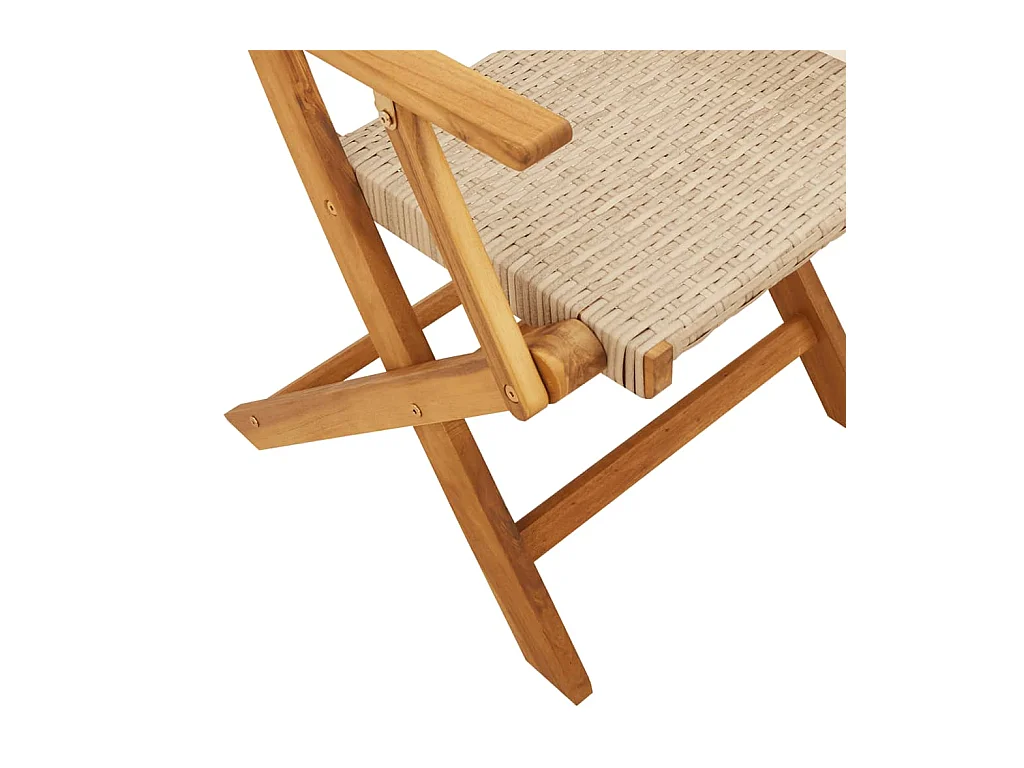 Ensemble à manger de jardin 7 pièces beige rotin et bois massif