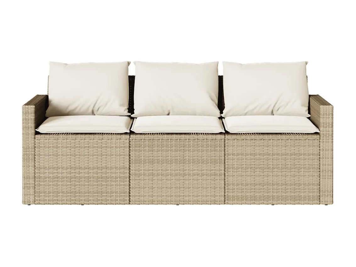 2 peças conjunto de jantar para jardim com almofadões vime PE bege