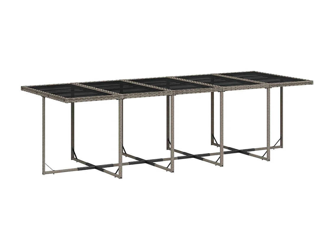 Ensemble à manger de jardin 11 pièces avec coussins gris poly rotin