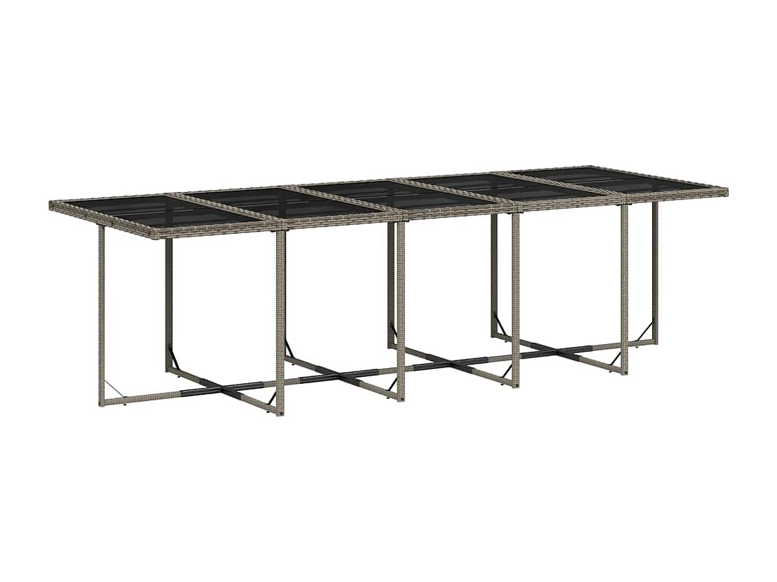 Set comedor de jardín con cojines 15 piezas ratán sintético gris