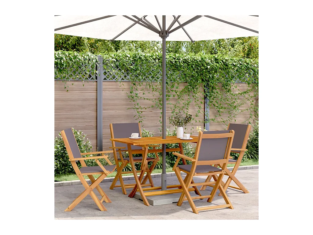 Ensemble à manger de jardin 5 pièces anthracite tissu bois massif