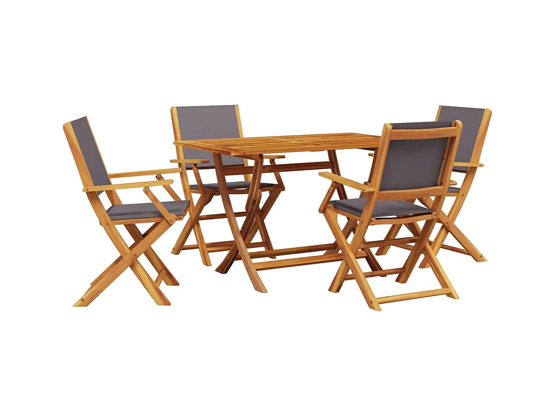 Ensemble à manger de jardin 5 pièces anthracite tissu bois massif