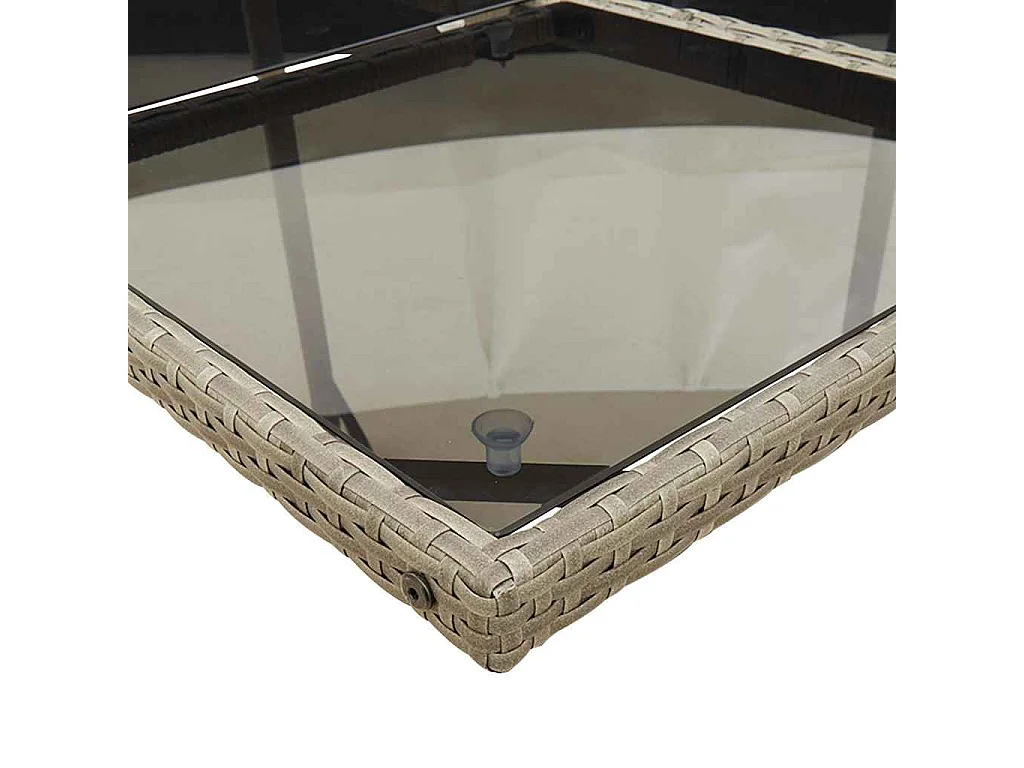 Set comedor jardín 9 piezas y cojines ratán sintético gris