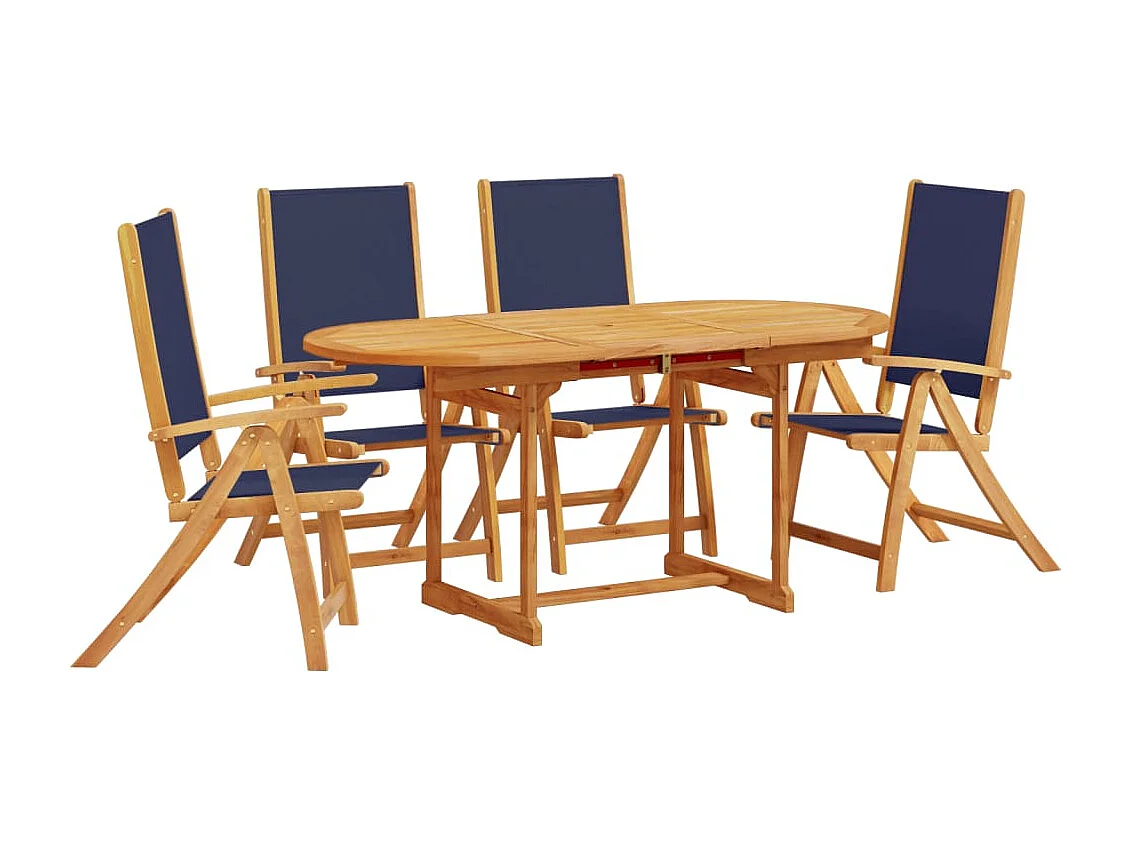 Juego comedor de jardín 5 piezas madera maciza acacia y textileno