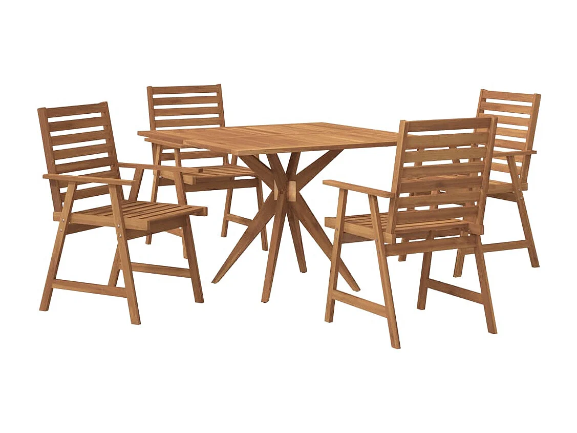 Juego de comedor de jardín 5 piezas madera maciza de acacia