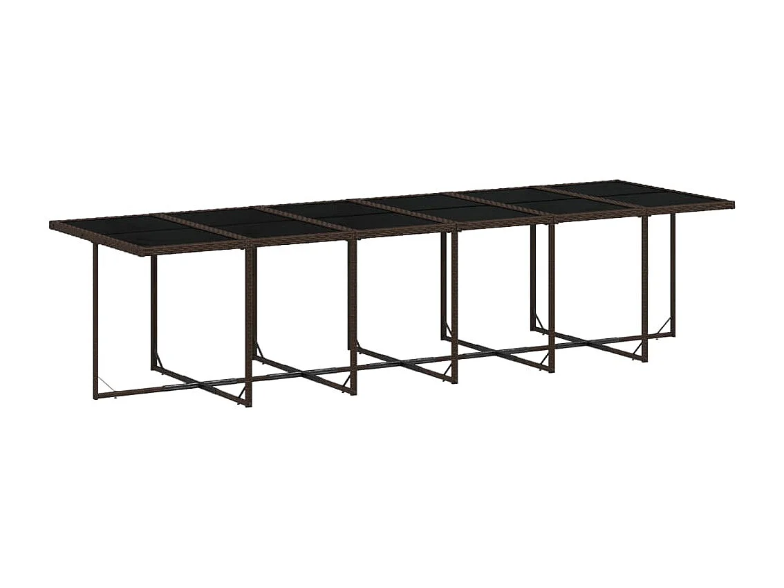 Ensemble à manger de jardin avec coussins 13 pièces marron rotin