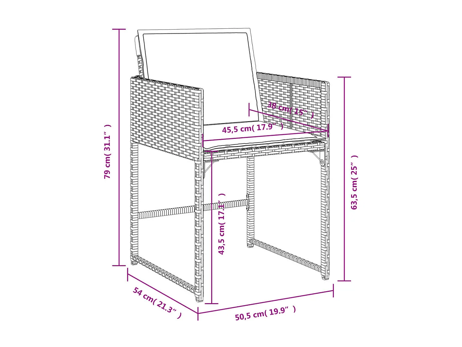 7-delige Tuinset met kussens poly rattan zwart