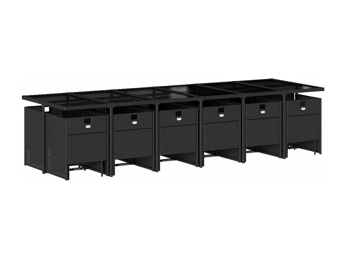 17-delige Tuinset met kussens poly rattan zwart