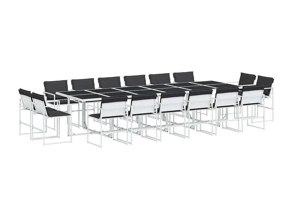 17 peças conj. de jantar para jardim com almofadões textilene branco