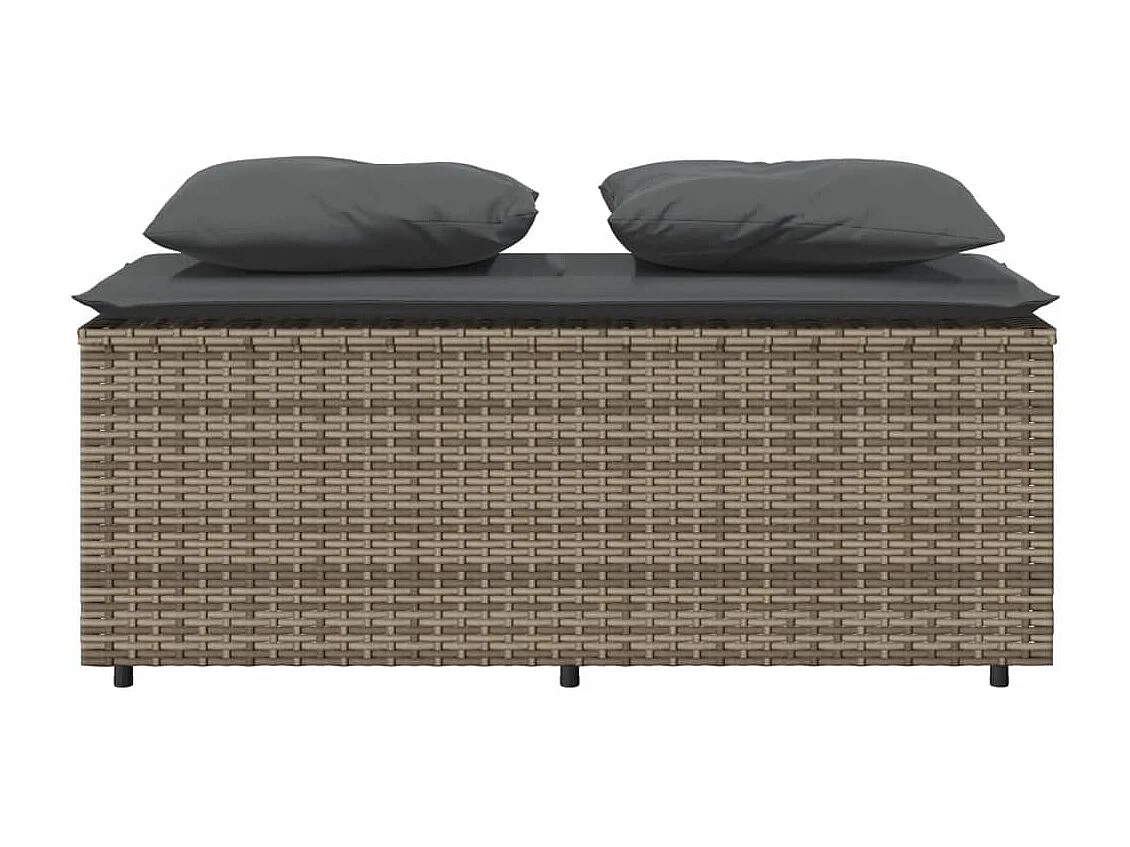 Set comedor de jardín 3 piezas con cojines ratán sintético gris