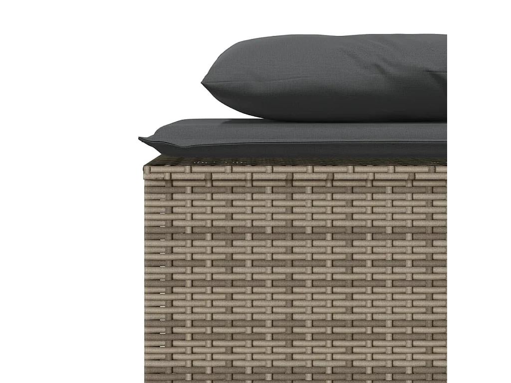 Set comedor de jardín 3 piezas con cojines ratán sintético gris