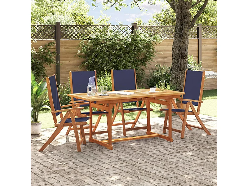 Ensemble à manger de jardin 5 pièces bois d'acacia solide textilène