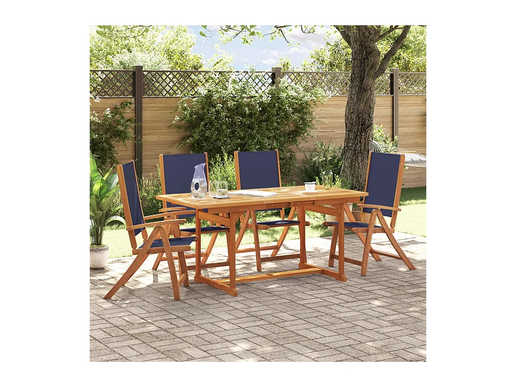 Ensemble à manger de jardin 5 pièces bois d'acacia solide textilène