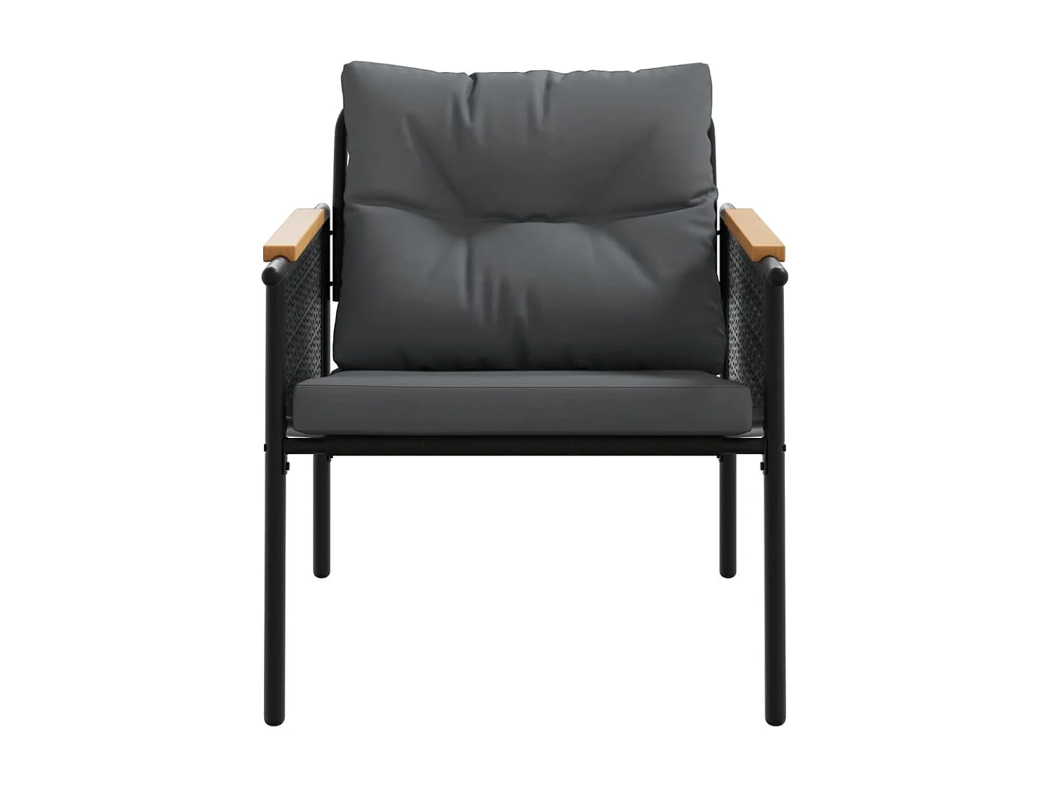 Ensemble de meubles de balcon avec coussins 3 pièces noir acier