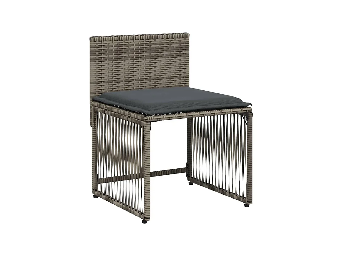 Ensemble à manger de jardin et coussins 7 pièces gris rotin