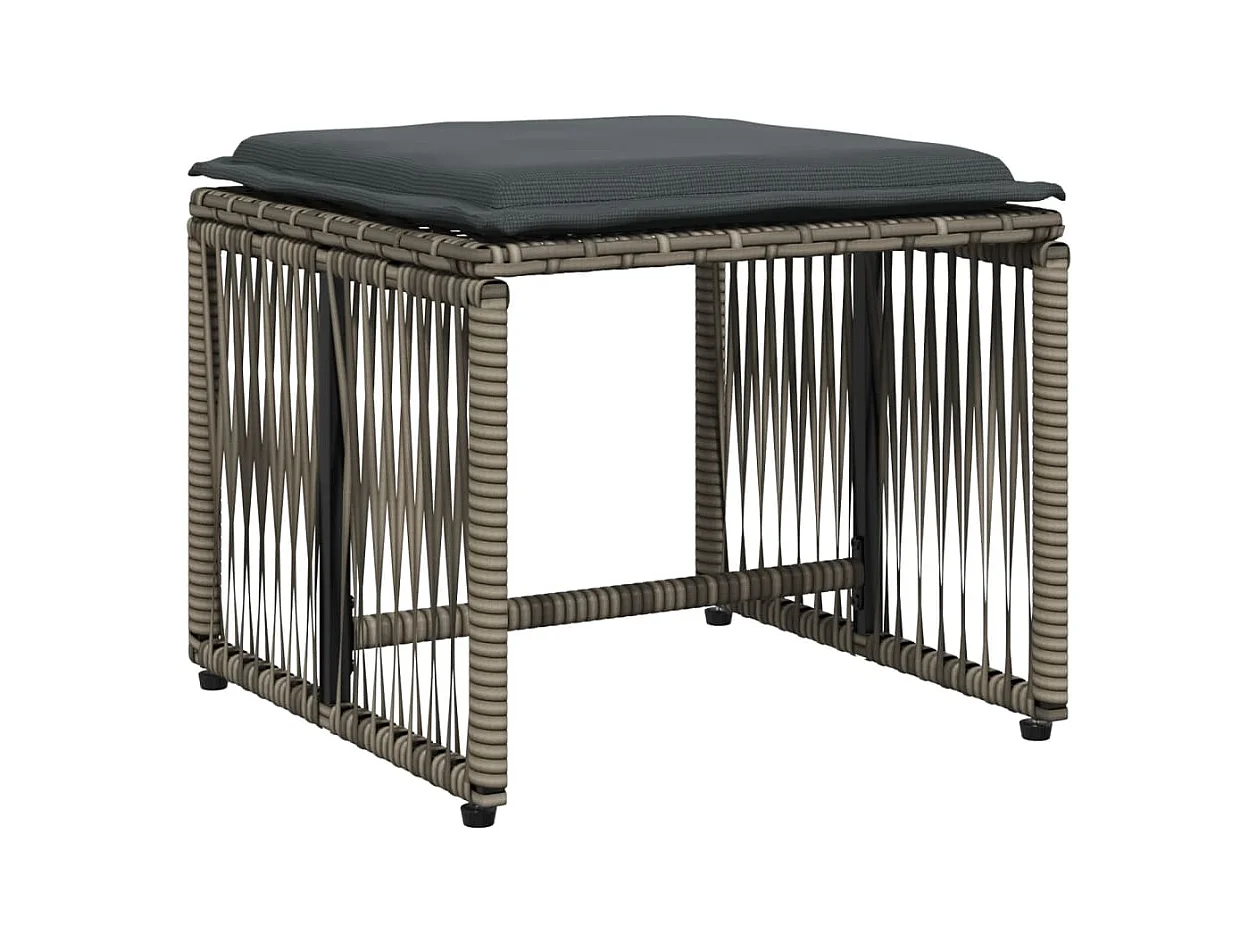 Ensemble à manger de jardin et coussins 7 pièces gris rotin