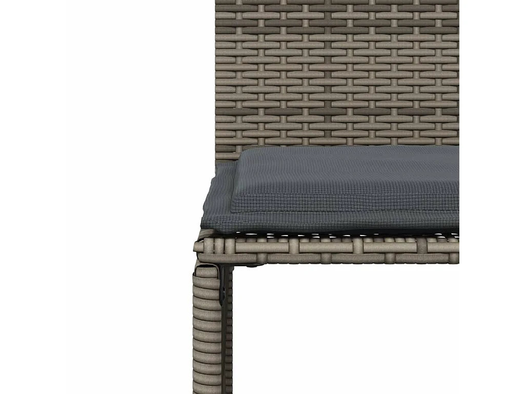 Ensemble à manger de jardin et coussins 7 pièces gris rotin