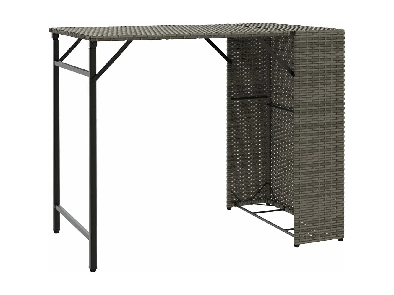 Ensemble à manger de jardin 5 pièces pliable gris résine tressée