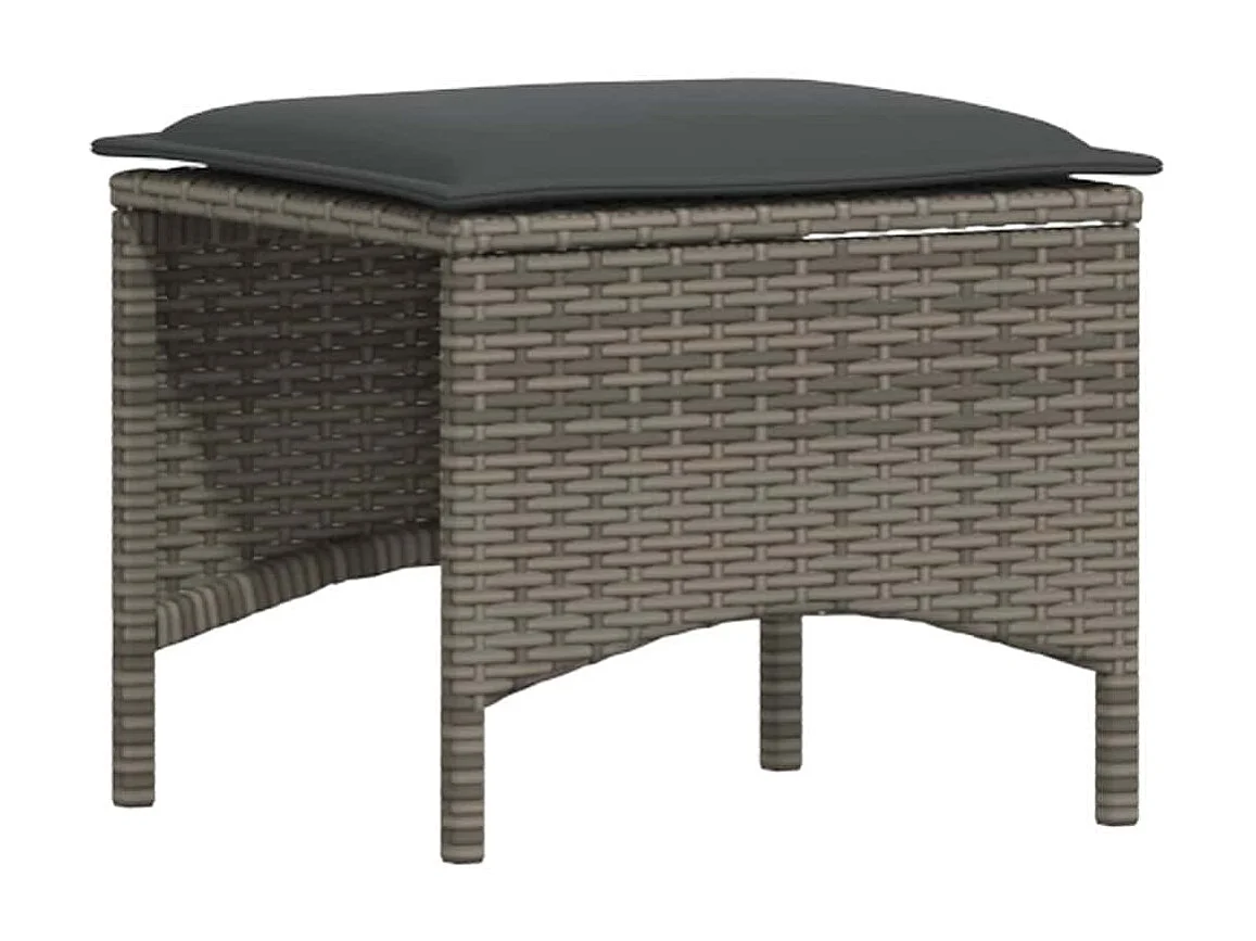 4-delige Tuinset met kussens poly rattan grijs