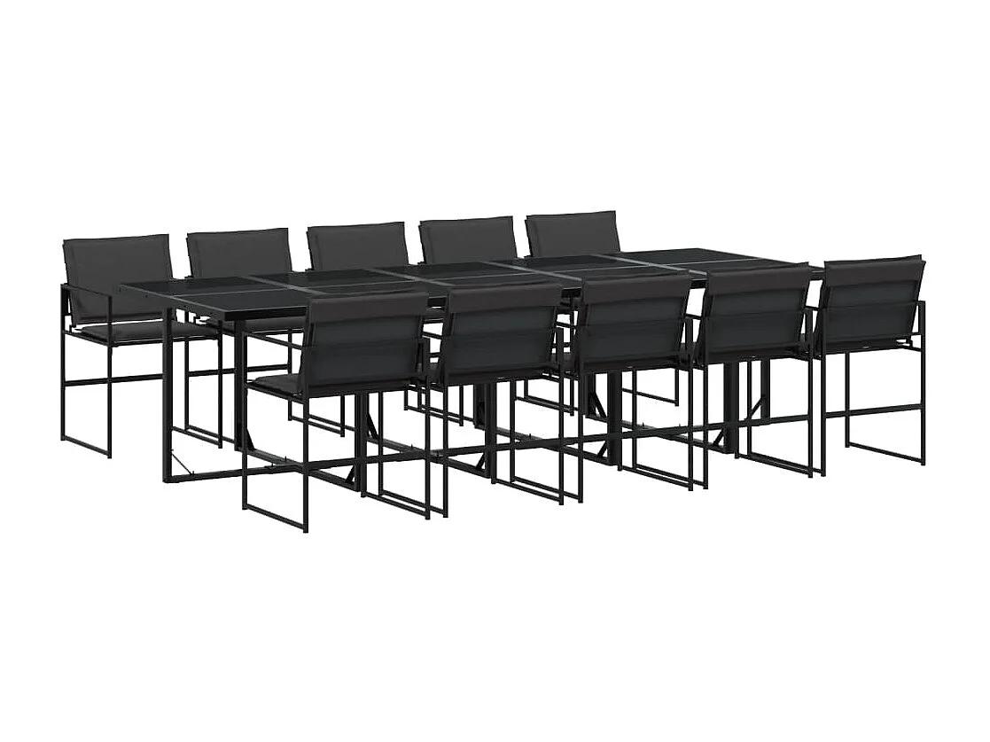 Juego de comedor de jardín 11 piezas con cojines textileno negro