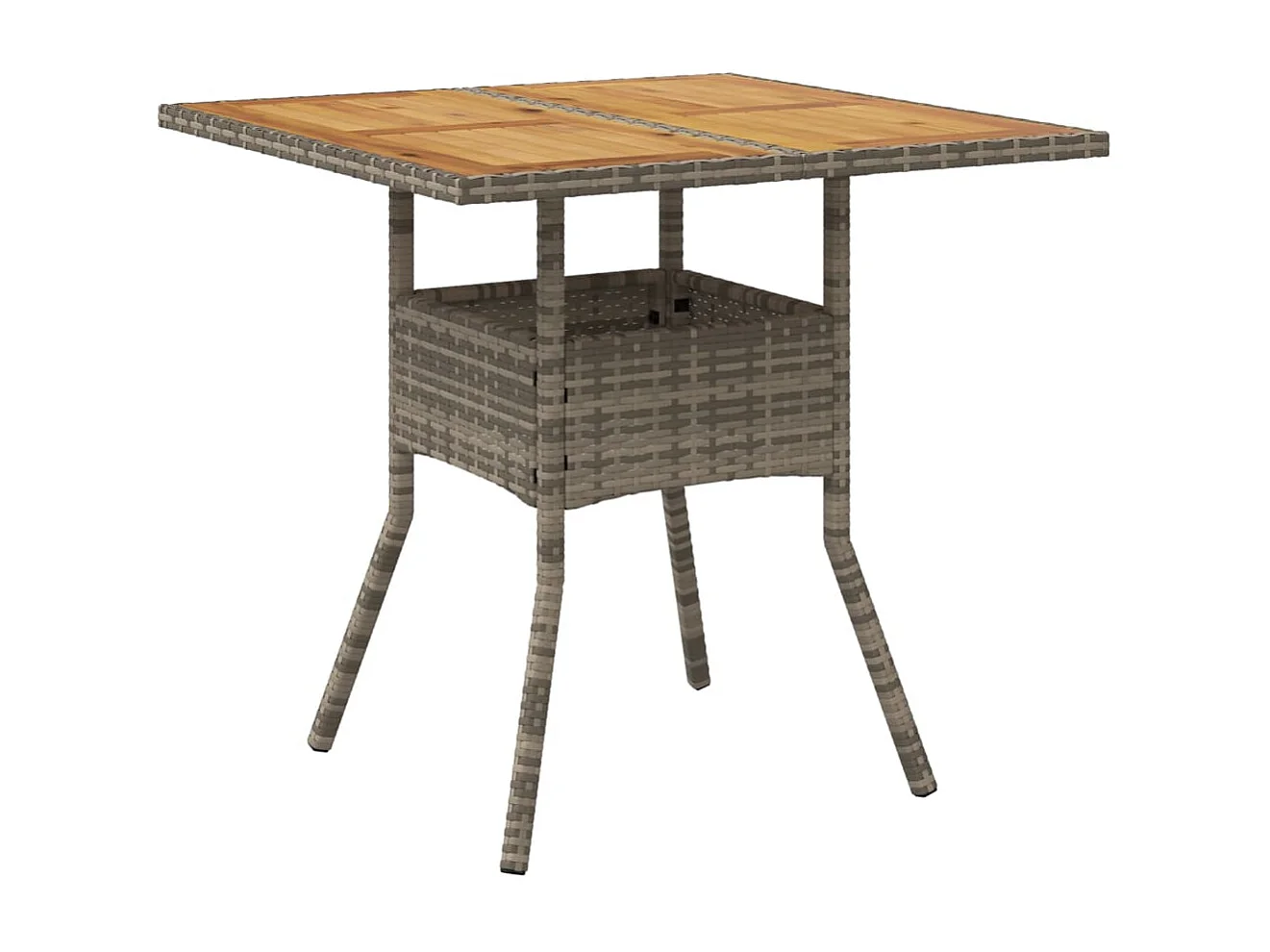 3 peças conjunto jantar jardim com almofadões vime PE/acácia cinza