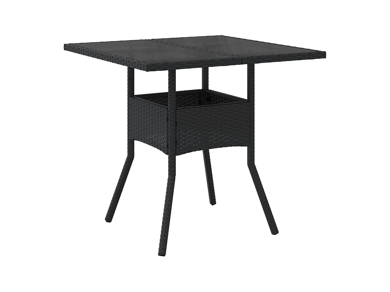 Ensemble à manger de jardin et coussins 5 pièces noir rotin verre