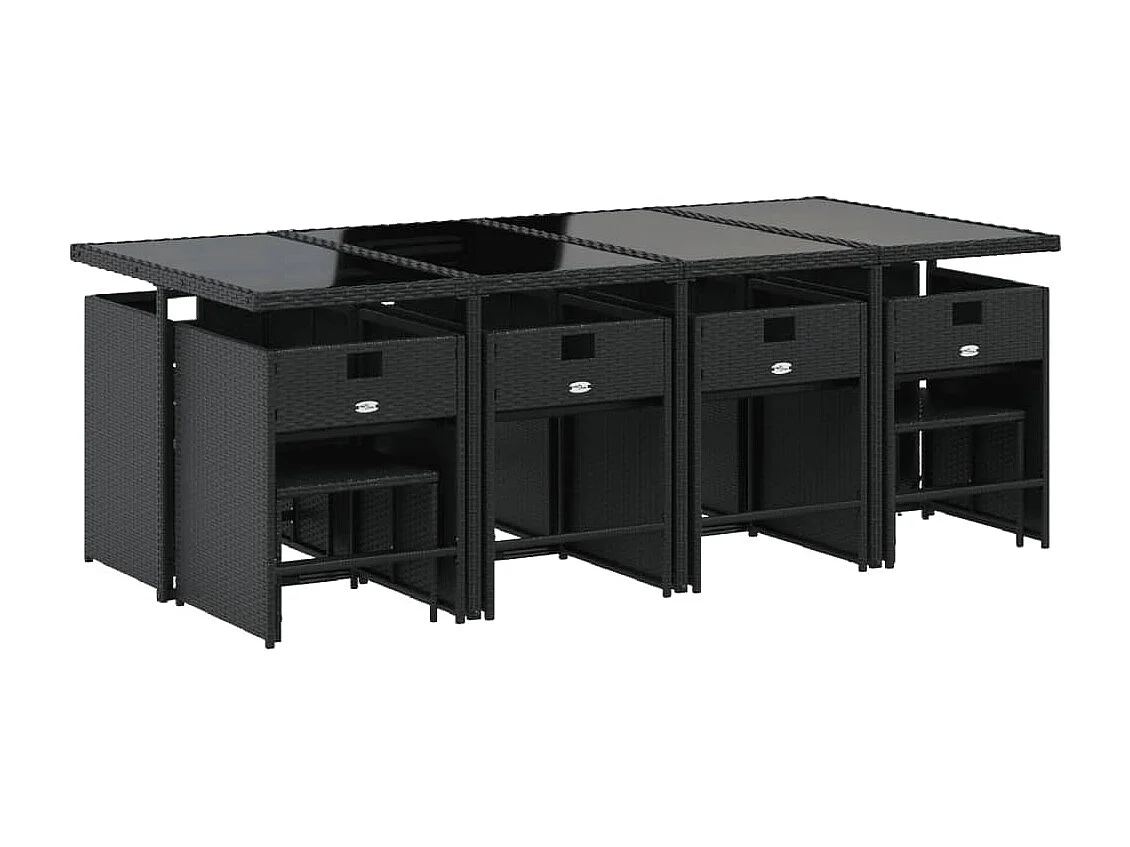 13-delige Tuinset met kussens poly rattan zwart