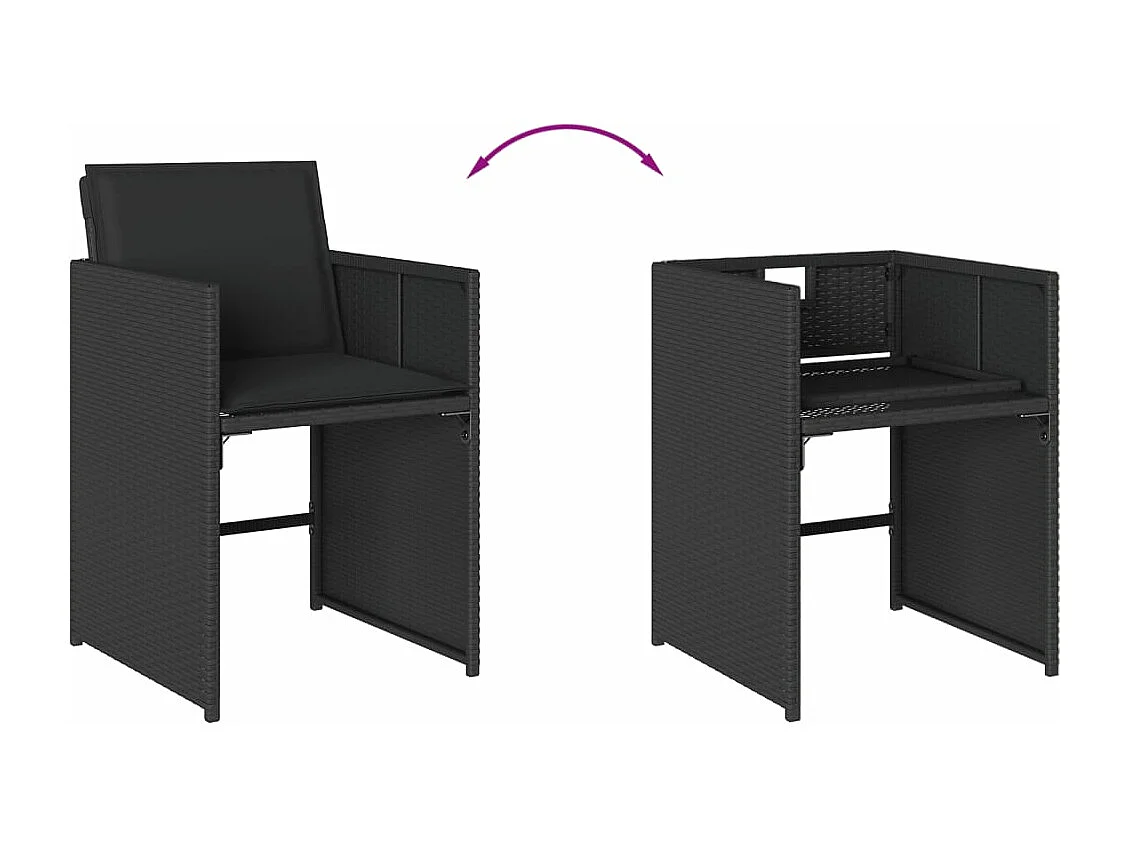 13-delige Tuinset met kussens poly rattan zwart