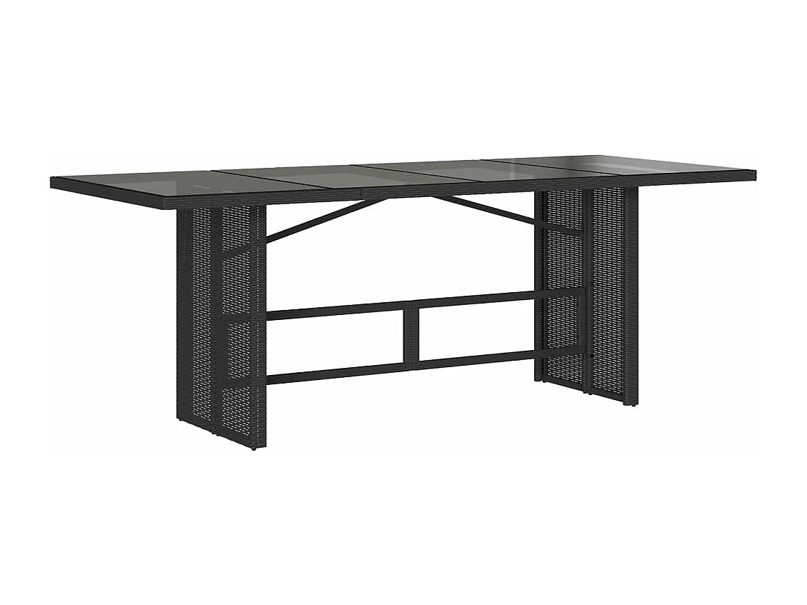 Ensemble à manger de jardin coussins 7 pièces Noir Résine tressée