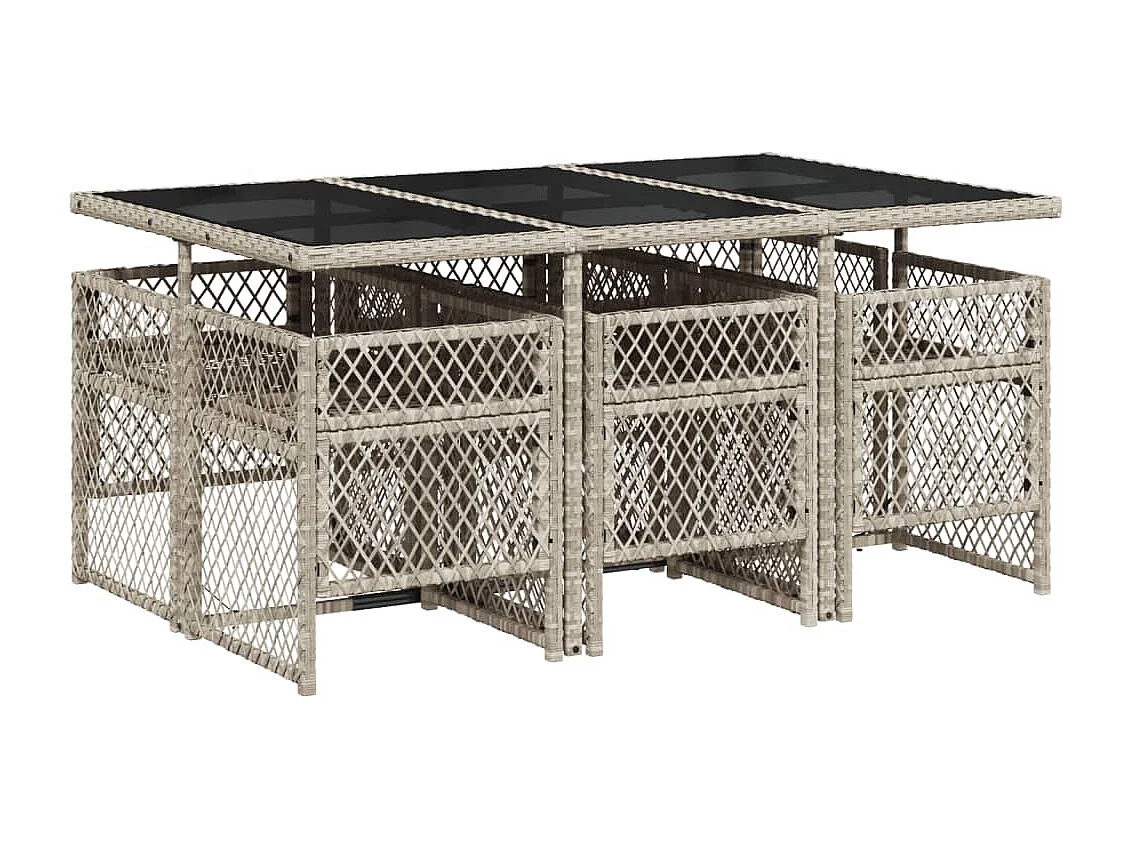 7-delige Tuinset met kussens poly rattan grijs