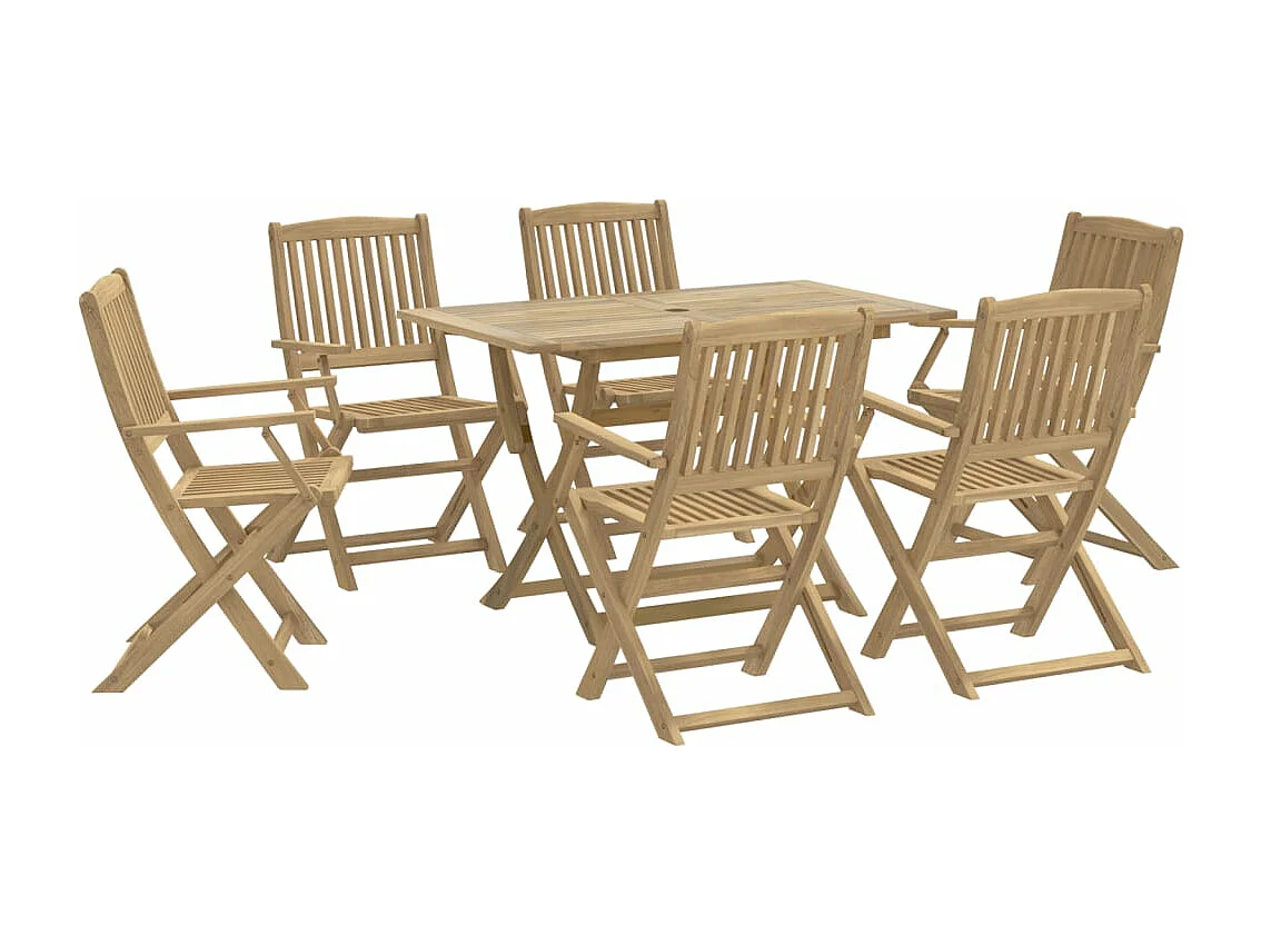 Juego de comedor para jardín 7 piezas madera maciza acacia