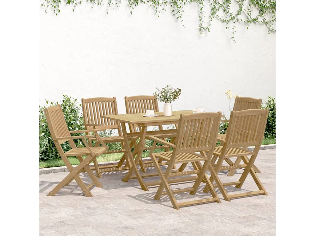 Juego de comedor para jardín 7 piezas madera maciza acacia
