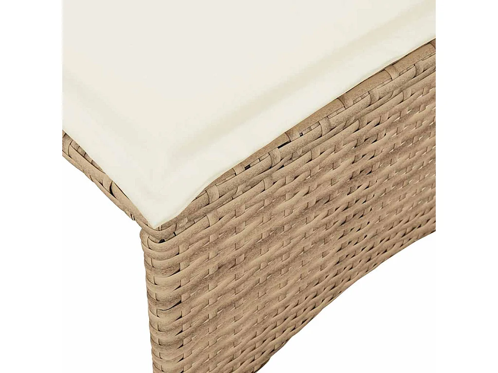 Ensemble à manger de jardin et coussins 3 pièces Beige poly rotin