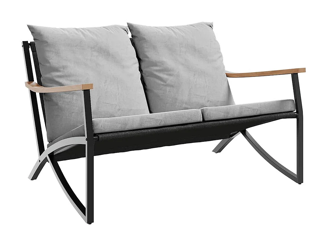 Ensemble de meubles de balcon avec coussins 5 pièces noir acier