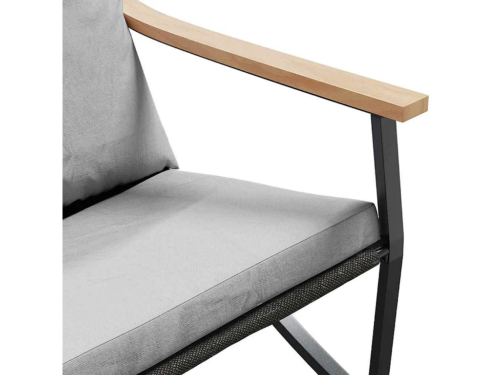 Ensemble de meubles de balcon avec coussins 5 pièces noir acier