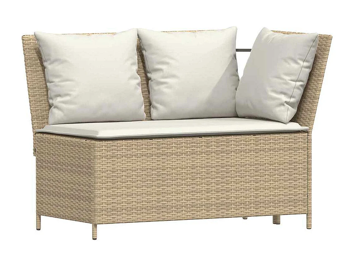 Ensemble à manger de jardin coussins 4 pièces beige résine tressée