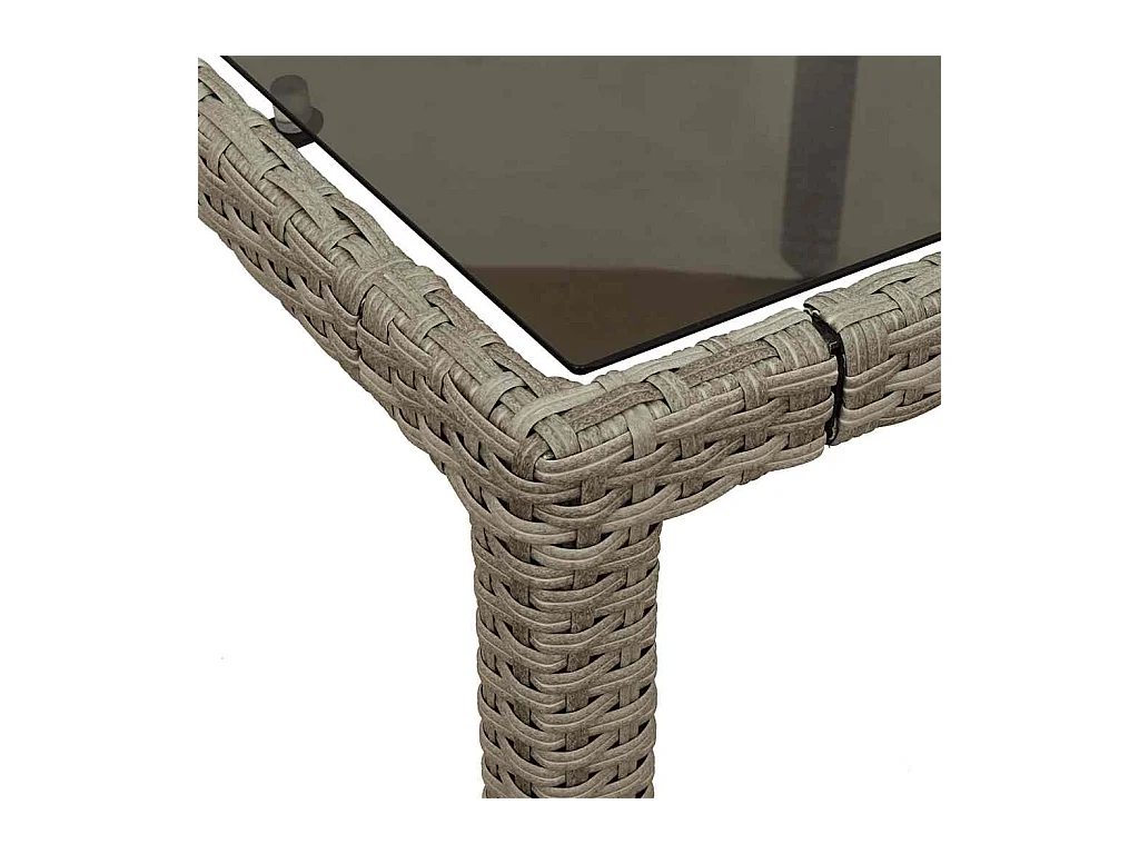 Ensemble à manger de jardin avec coussins 7 pièces rotin et verre