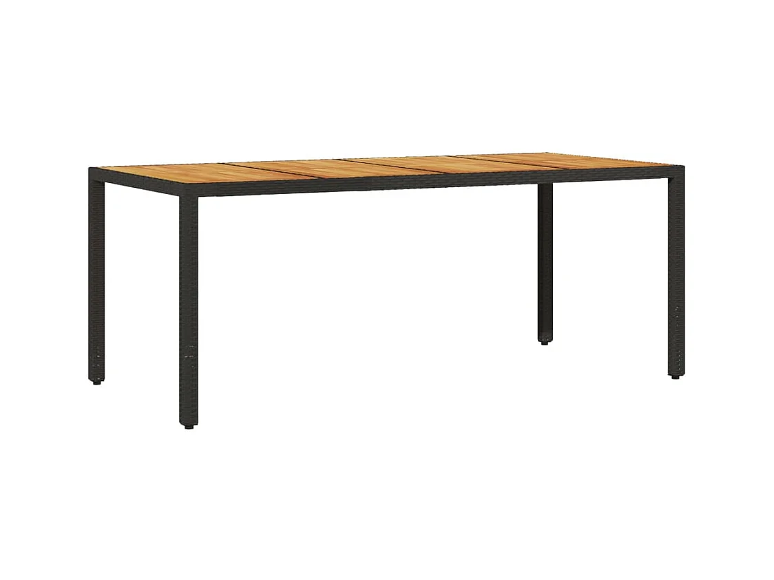 Ensemble à manger de jardin et coussins 7 pièces noir rotin acacia