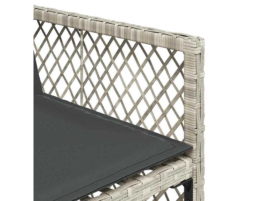 Ensemble à manger de jardin et coussins 9 pièces gris clair rotin