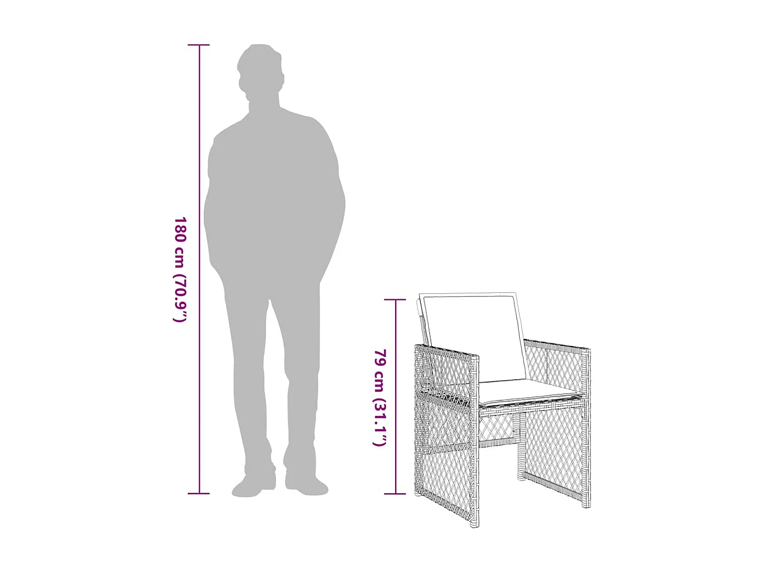 Ensemble à manger de jardin et coussins 9 pièces gris clair rotin