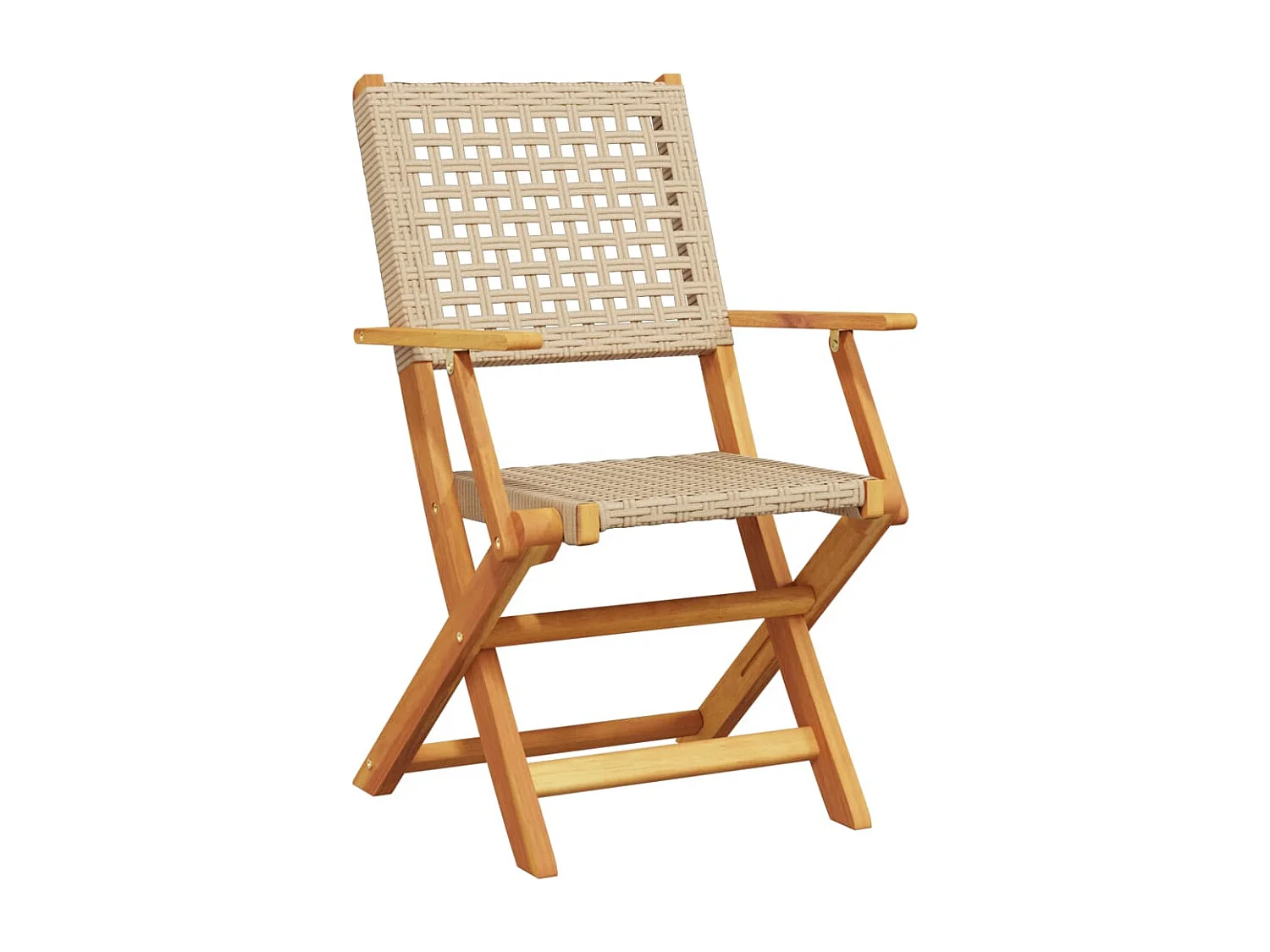 Set de comedor de jardín 5 piezas ratán PE madera maciza beige