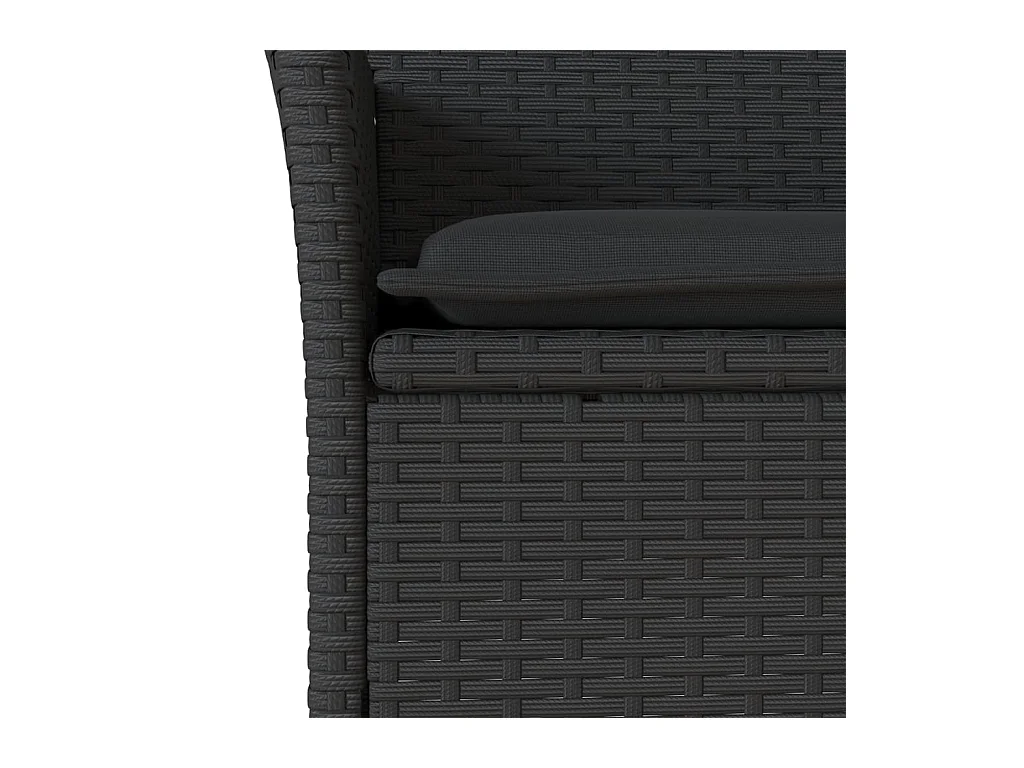 Ensemble à manger de jardin et coussins 5 pièces noir rotin acacia