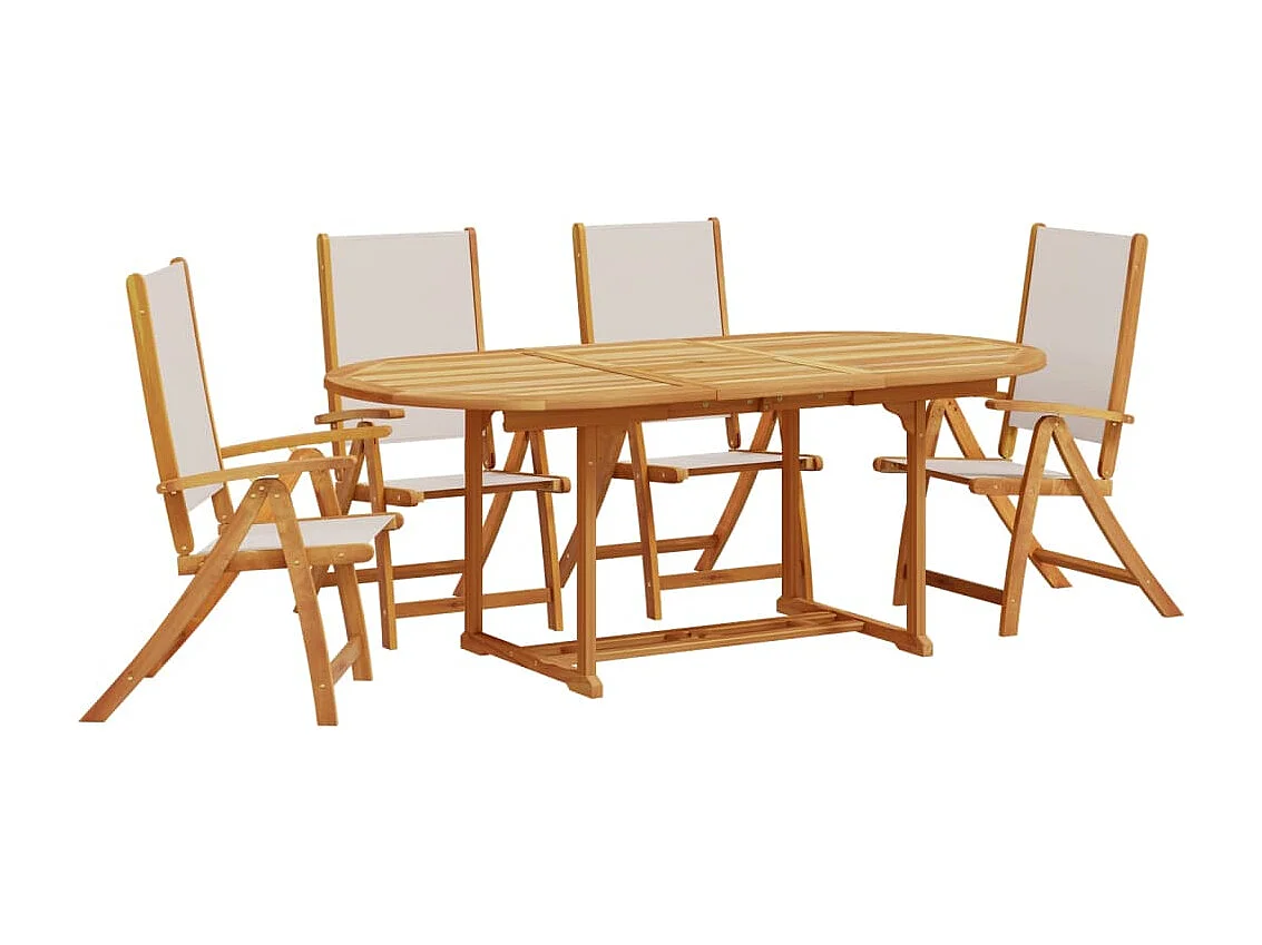 Juego comedor de jardín 5 piezas madera maciza acacia y textileno