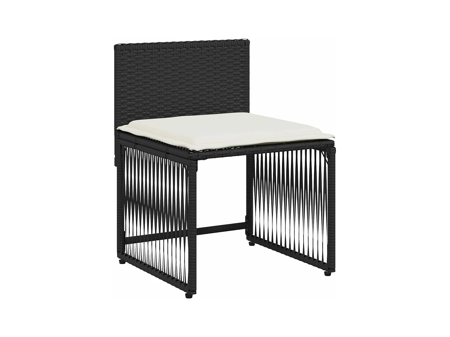 Ensemble à manger de jardin coussins 7 pièces noir résine tressée