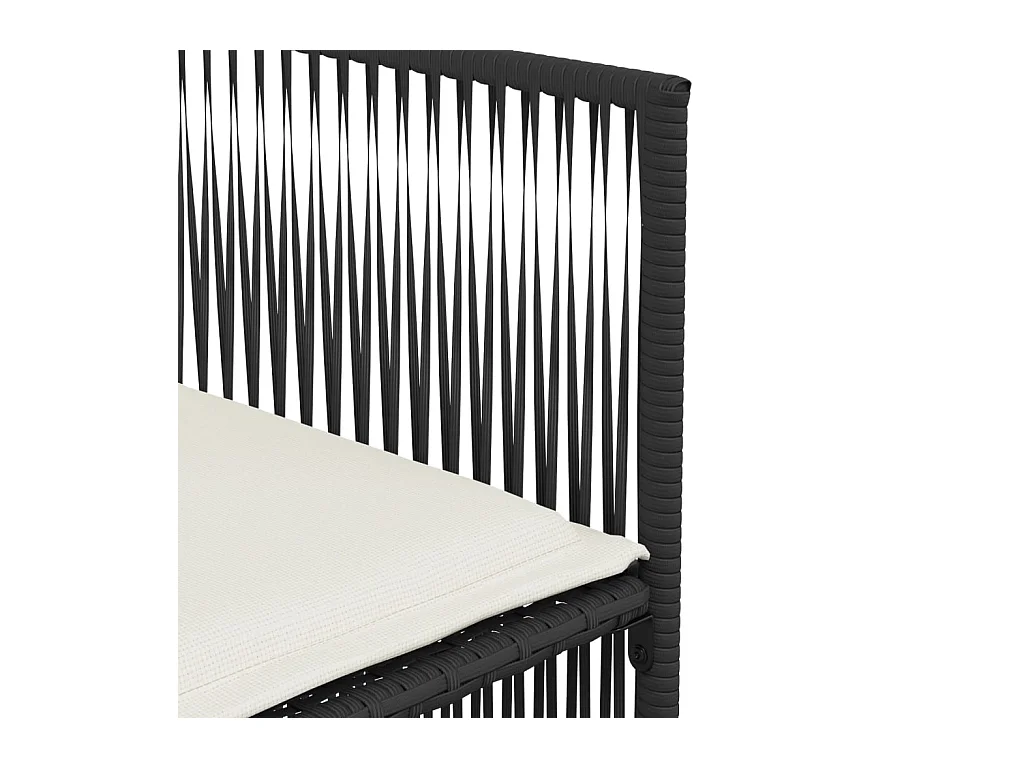 Ensemble à manger de jardin coussins 7 pièces noir résine tressée