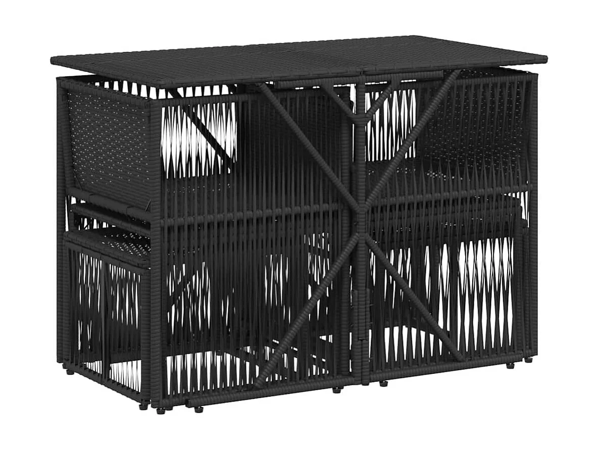 Set de comedor de jardín 7 piezas y cojines ratán sintético negro