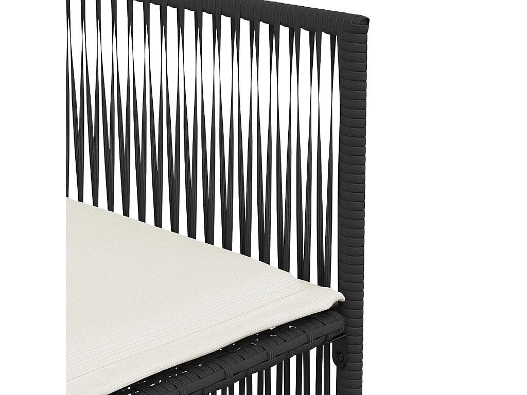 Set de comedor de jardín 7 piezas y cojines ratán sintético negro