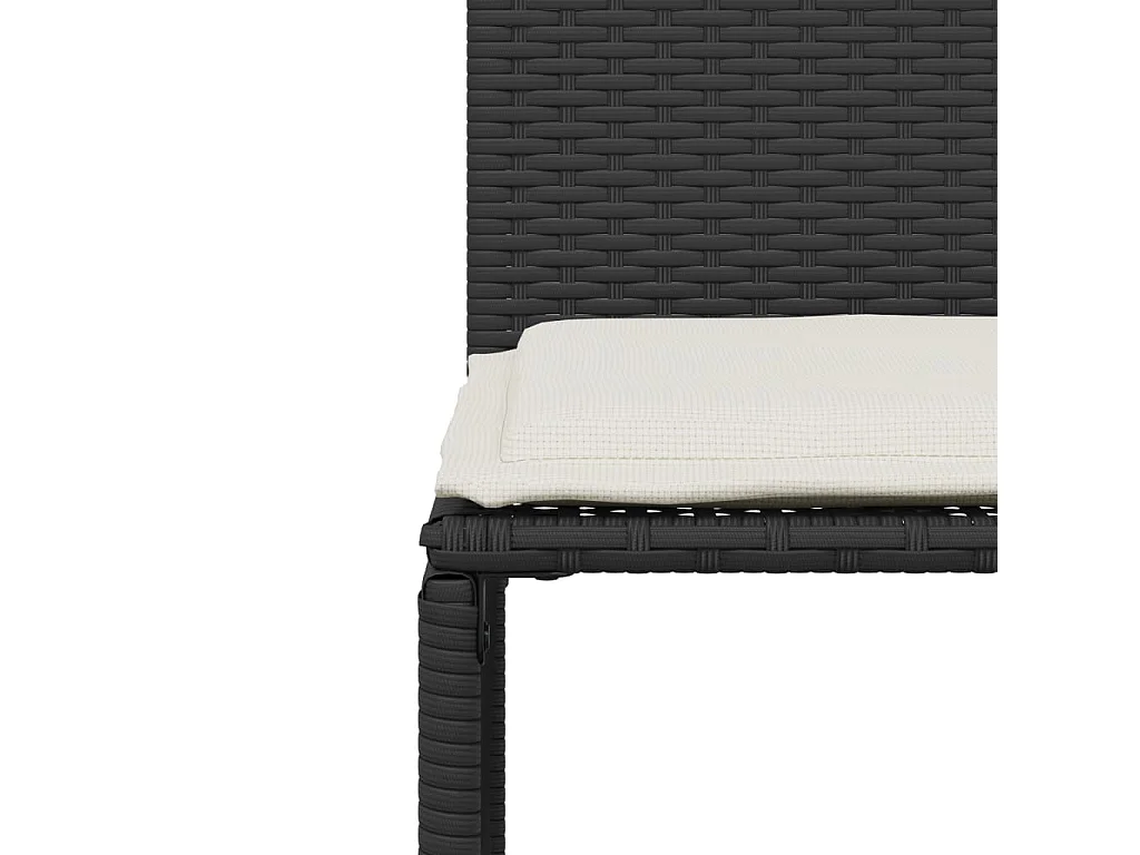 Set de comedor de jardín 7 piezas y cojines ratán sintético negro