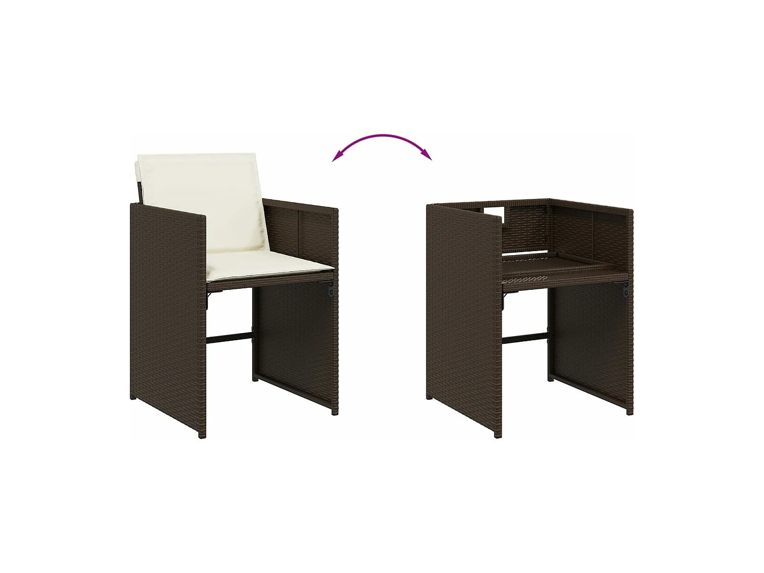 Ensemble à manger de jardin et coussins 9 pièces marron poly rotin